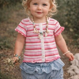 4/$15 Old Navy Toddler Ribbed Stripe Top And Denim Romper Bottoms Shorts T Shirt
